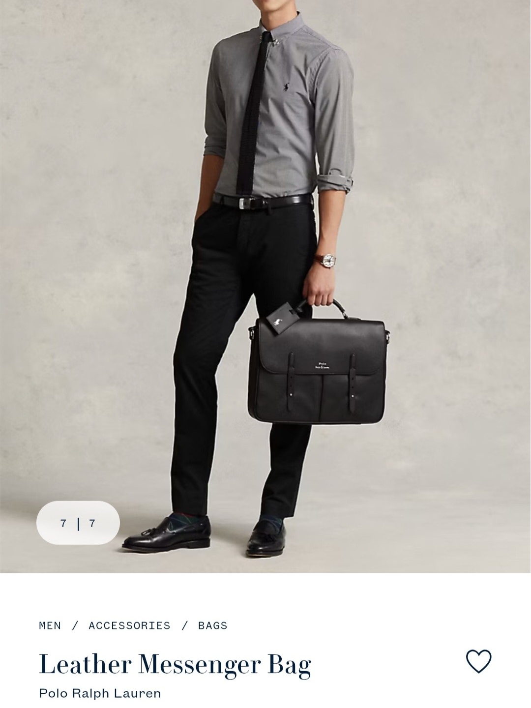 Polo By Ralph Lauren Black Leather Messenger Satchel